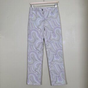 Wilfred Free Pants Women 6 Multicolor Swirls Cotton Stretch Preppy Boho Hippie